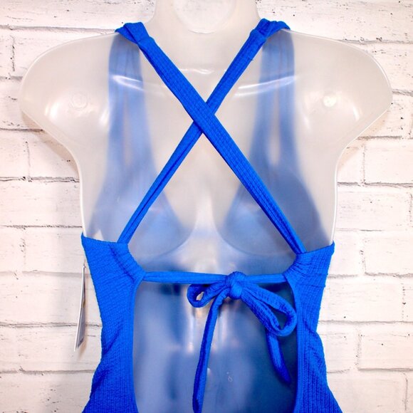 BECCA Pucker Up Tear Drop One Piece Swimsuit Blue Jay Size Small NWT $98 - Picture 9 of 10